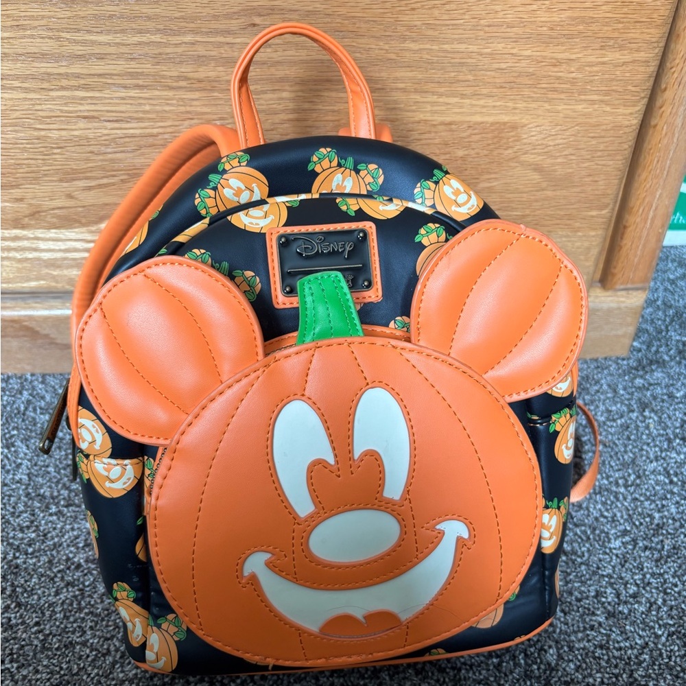 Disney Orange & Black Pumpkin Mickey Mini Backpack Halloween Loungefly